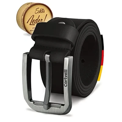 Image of Cartvelli leather belt men with gift box Made in Germany M19 (Caviar Black, waist 130 cm = 51&#039;&#039;)