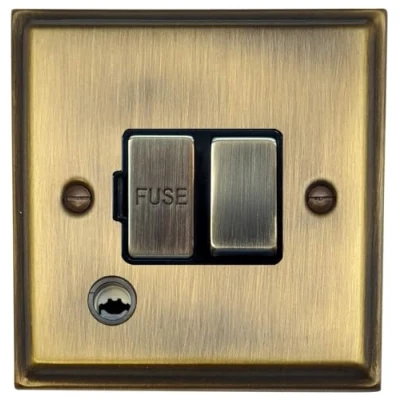 Image of Deco Antique Brass Switched Fused Spur with Flex Outlet (Brass Switch) DAB356