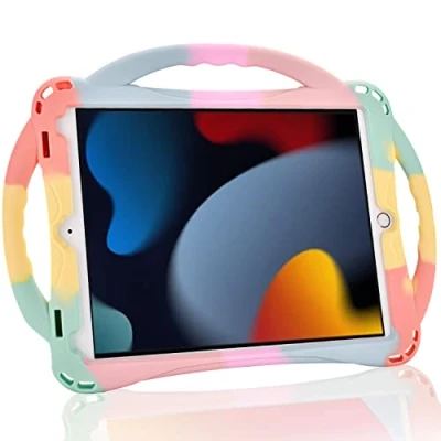 Image of Kids Case for iPad 10.2 9th Gen (2021)/8th (2020)/7th (2019), TopEsct Shockproof Handle Stand Compatible with 7th/8th/9th 10.2(Rainbow)