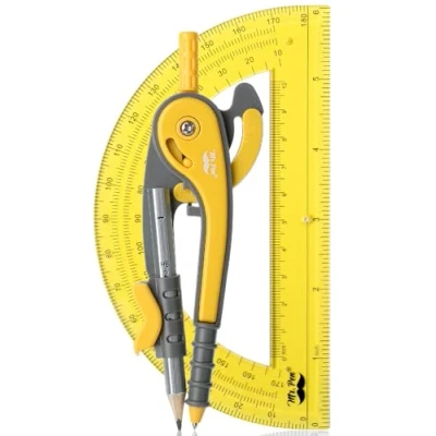 Image of Mr. Pen Compass and Protractor Set, Yellow, Geometry Tool, Drawing Compass, Math for