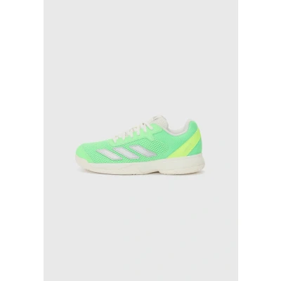 Image of adidas Courtflash Kids Tennis Shoes, Pure Teal/Silver Metallic/Lucid Lemon, 2 UK Child