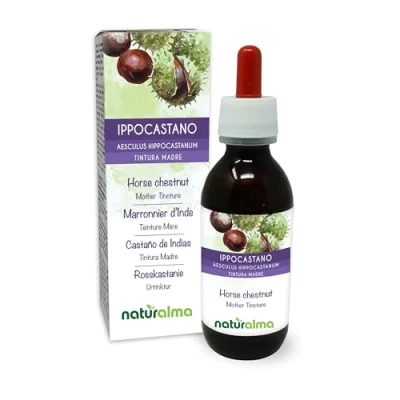 Image of Horse Chestnut (Aesculus hippocastanum) bark and Seeds Alcohol Free Mother Tincture Naturalma Liquid Extract Drops 120 ml Food Supplement Vegan