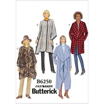 Image of BUTTERICK Ladies Easy Sewing Pattern 6250 Jacket, Coat &amp; Wrap