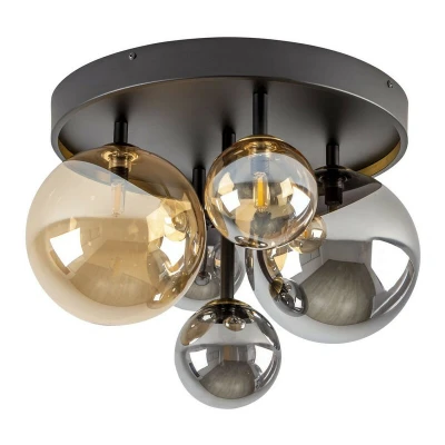 Image of Dark 5 Light Globe Ceiling Black, Brass, 2 Tone Crystal, G9