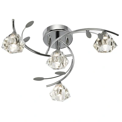 Image of Sierra 4 Light Multi Arm Ceiling Semi Flush Chrome and Glass, G9
