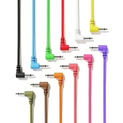 Image of ExcelValley 12 Pack Right Angle Mono Modular Patch Cables 3.5mm 1/8&quot; Eurorack Synthesizer [90 cm 36&quot;]