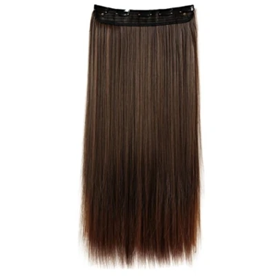 Image of CAISHA 28&quot; Clip In Hair Extensions One Piece Full Head Hairpiece Straight Brown Mix C59a