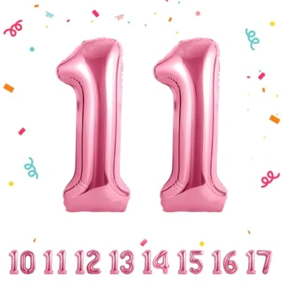 Image of Number Balloons 11,Pink 11 for Birhtday Party Decoration,40 Inch Giant Helium Foil Women Men 11th Birthday Decor Anniversary Decorations Supplies
