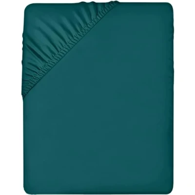 Image of Utopia Bedding Fitted Sheet Double, Teal Deep Pocket 14 inch (35 cm) Easy Care Soft Brushed Microfibre Fabric Shrinkage and Fade Resistant Bottom