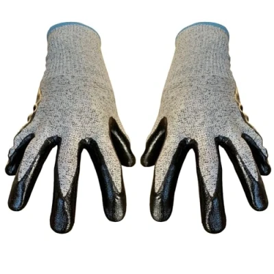 Image of 1 Pair of Whistling Dixie Nitrile Coated Cut Resistant Gloves. Level 5 Protection. EN 388 Certified. No Gloves for Glass &amp; Metal Work, Wood Whittling, Carving, Knife Protection Glove. Large