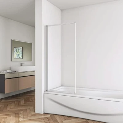 Image of Biubiubath 1 Fold Folding Pivot Shower Bath Screen Glass Door Panel Bathroom 700x 1400mm