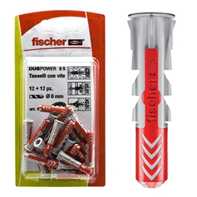 Image of fischer 537621 Duopower Ankle, Grigio/Rosso, 10 x 50 mm, Set of 8 Pieces