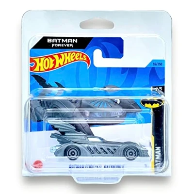 Image of Hot Wheels Batman Forever Batmobile (Silver) 2/5 2023 55/250 (Short Card) COMES IN A KLAS CAR KEEPER PROTECTIVE COLLECTORS CASE HKJ73