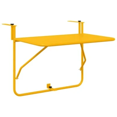 Image of vidaXL Foldable Yellow Steel Hanging Balcony Table 60x40 cm
