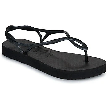 Image of Havaianas Luna Flatfor Slide Platform Sandals, Black, 3/4 UK
