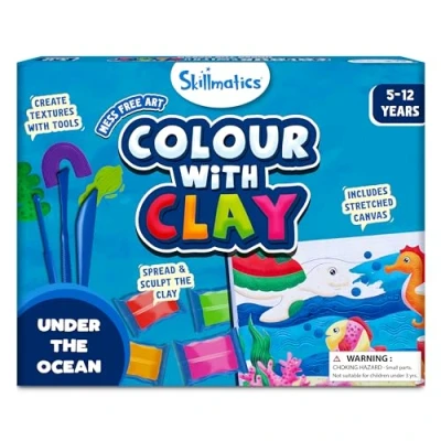 Image of Skillmatics Art &amp; Craft Kit Colour with Clay, No Mess Art, Create a Clay Canvas of Under The Ocean, Gifts for Boys Girls Ages 5, 6, 7, 8, 9, 10, 11, 12