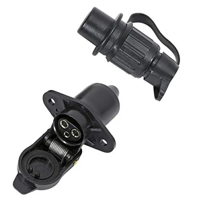 Image of TAEUYYM 3 Pin Trailer Plug and Socket, 12V Waterproof Tractor Socket Connectors, Plug, Suitable for Caravan Truck Boat RV (2 Mount Points)