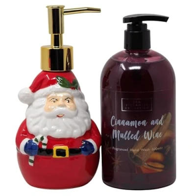Image of Santa Ceramic Christmas Soap Dispenser &amp; Fragranced Hand Wash
