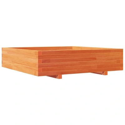 Image of vidaXL Garden Planter Wax Brown 100x100x26.5 cm Solid Wood Pine
