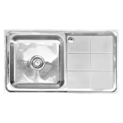 Image of ARA CHOICE Stainless Steel Reversible Single Bowl Kitchen Sink Right Hand Drainer Tap Hole Inset Waste Plumbing Kit with &amp; Wastes Set