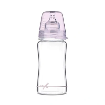 Image of LOVI Anti Colic Baby Feeding Glass Bottle with Dynamic Teat 250 ml Super Air Vent System Protects The Sucking Reflex Shower Girl Collection