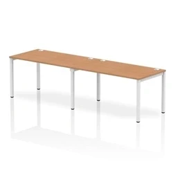 Image of Impulse Bench Single Row 2 Person 1400 White Frame Desk Oak