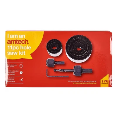 Image of Amtech M1550 11 Piece Circular Hole Saw kit