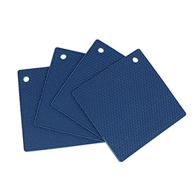 Image of Alnicov Set of 4 Silicone Pot Holders Multi Purpose Hot Pads,Non Slip Flexible Durable Heat Resistant for Table Kitchen Navy Blue
