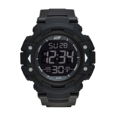 Image of Skechers Watch For Men, Digital Movement With Silicone, Polyurethene, Leather Or Stainless Steel Strap, Grey, 55MM