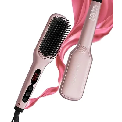Image of MegaWise Hair Straightener Brush KL1025 2 in 1 Ionic Straightening &amp; Detangling with Adjustable Temperature, Anti Scald Technology, and Auto Shut Off for Smooth, Frizz Free