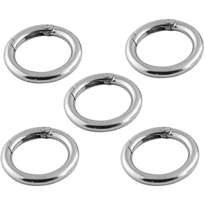 Image of ausuky 5Pcs 50mm Round Spring Snap Clip Hook DIY Accessories for Keychains Backpack Carabiner (Silver)
