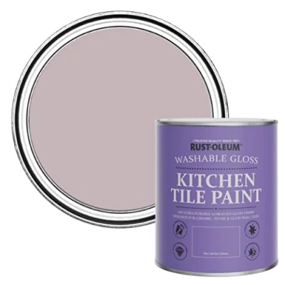 Image of Rust Oleum Purple Water Resistant Kitchen Tile Paint in Gloss Finish Lilac Wine 750ml