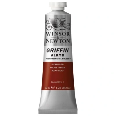Image of Winsor &amp; Newton Griffin 37ml Alkyd Fast Drying Oil Colour Tube Indian Red