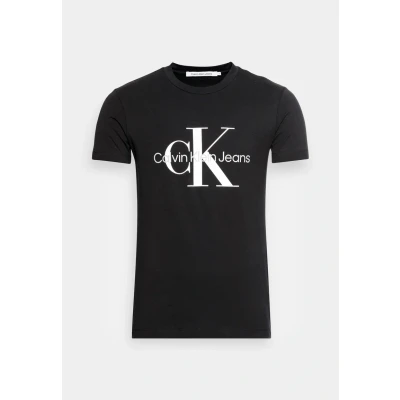 Image of Calvin Klein Jeans Men Short Sleeve T Shirt Core Monologo Slim Fit, Black (Ck Black), XL