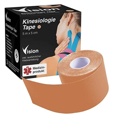 Image of Vision Kinesiology Tape I 5 cm x m Medical Device Super Skin Friendly Extra Strong Hold Elastic Breathable Waterproof (Skin Col