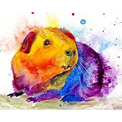 Image of WANGMAOMAO Paint by Numbers for Adults Children Guinea Pig 16x20 Inch Linen Canvas Acrylic DIY Number Painting Kits Hand Painted Oil Wall Art Decor Gifts frameless