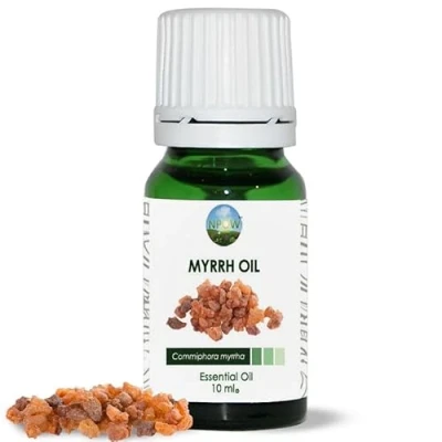 Image of NPOW Myrrh Essential Oil for Glowing Skin Massage, Hair, Oils Skin, 100% Pure Massage Therapy 10ml