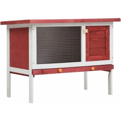 Image of vidaXL Outdoor Rabbit Hutch 1 Layer Red Wood
