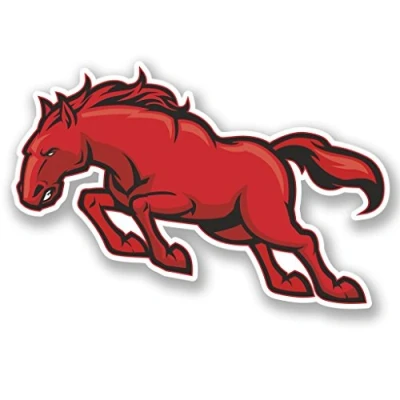 Image of 2 x 15cm/150mm Red Angry Horse Vinyl Sticker Decal Laptop Travel Luggage Car Bike Sign Fun #4314