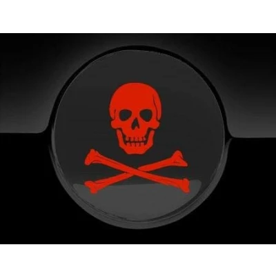 Image of Fuel Cap Stickers Skull &amp; Crossbones, Red