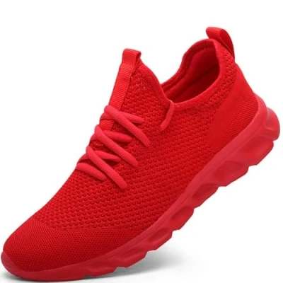 Image of Damyuan Mens Running Walking Tennis Trainers Casual Gym Athletic Fitness Sport Shoes Fashion Sneakers Ligthweight Comfortable Working Outdoor Flat for Jogging Red Size 5.5 UK