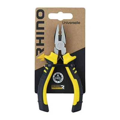 Image of RHINO Mini Universal Pliers 115 mm with Strong Leverage Made of Steel Cut &amp; Greenhouse Length Ergonomic Dual Material Handle
