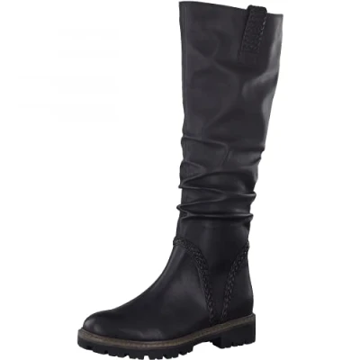 Image of MARCO TOZZI Women&#039;s 2 25623 27 Long Shaft Boots Knee High, Black Antic, 7.5 UK