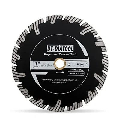 Image of DT DIATOOL Diamond Granite Blade 180mm Cutting Disc for Marble Artificial Stone Concrete Brick Masonry, Bore 22.23mm