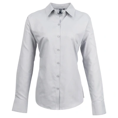 Image of Premier Womens/Ladies Signature Oxford Long Sleeved Shirt (Silver) Size 8 UK