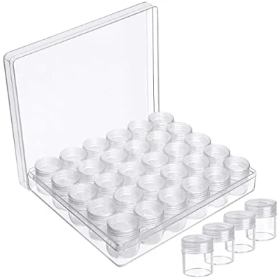 Image of Kurtzy Clear Plastic Bead Storage Organiser Box 30 Small Removable Compartment Containers with Lids for Diamond Dot Painting Beads, Jewellery, DIY Nail Art, Earrings, Glitter &amp; Embroidery