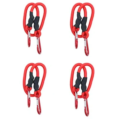 Image of 24 60cm Bungee Rope with Carabiner Clips Cords Elastic Tie Down Fasteners 4pc