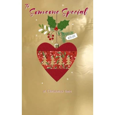 Image of Someone Special Xmas Bauble Embellished Christmas Card Felt Tastic Cards XFTS044