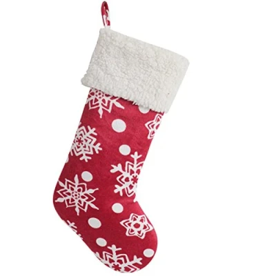 Image of SORRENTO Micro Fleece Snowflake,Christmas Holiday, Red Stocking 10&quot;X19&quot;
