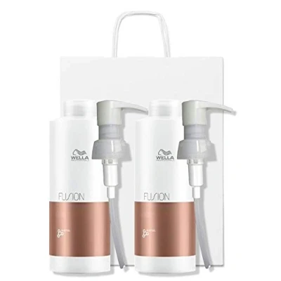 Image of Wella Fusion Intense Repair Shampoo DUO Pack 2 x 1000ml with Pumps and Gift Bag
